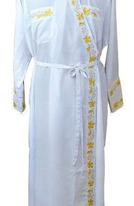 Подрясник грецький чоловічий, білий, мокрий шовк, з вишивкою