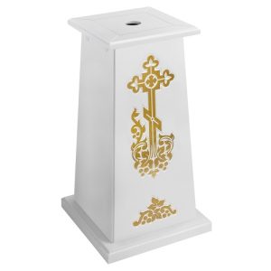Підставка під корогву, хрест, ікону Суздальська біла із золотом (поталь)