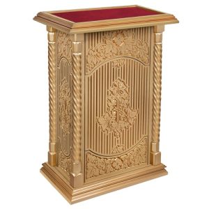 Підставка церковна Суздальська, колір золото, тумба, червона тканина, 70х46х100 см
