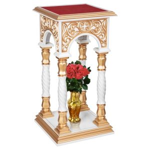 Підставка церковна Тверська біла із золотом (патина), 50х50х100 см
