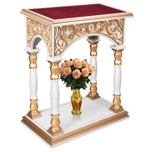 Підставка церковна Тверська біла із золотом (патина), 85х50х100 см