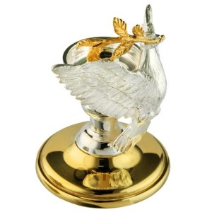 Свічник настільний Голуб, ювелірний сплав, срібло, позолота, 5х7,5 см
