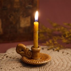 Свічник настільний керамічний Блюдце, кольори мікс, 7,3х3,7 см