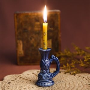 Свічник настільний керамічний Тюльпан, кольори мікс, 4,8х7,3 см