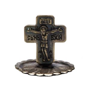 Свічник настільний литий із ручкою Спаситель, бронза, 3,4х3,2 см