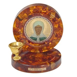 Свічник настільний складаний на магніті з ликом блаженної Матрони Московської, 7х6 см