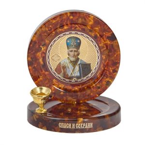 Свічник настільний складаний на магніті з ликом святителя Миколи Чудотворця, 7х6 см