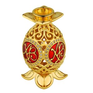 Свічник настільний ХВ, ювелірний сплав, позолота, емаль, фіаніти, 2,5х4,5 см