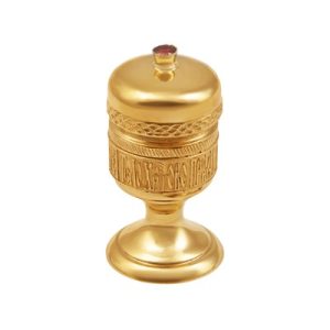 Потир малий на 0,01 л з ювелірного сплаву у позолоті, фіаніт, 3,5х6,5 см