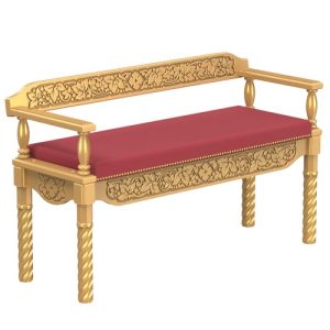 Храмова лава Суздальська, колір золото, м'яка оббивка, 120х44х70 см.