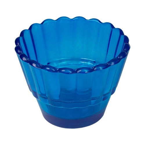 Склянка для лампади скляна рифлена синя, 8,1х6,3 см.