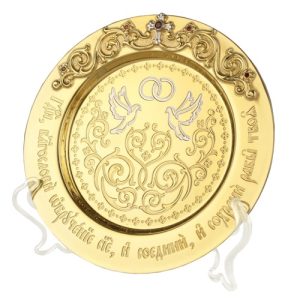 Тарілочка для вінчання з ювелірного сплаву із позолотою мала