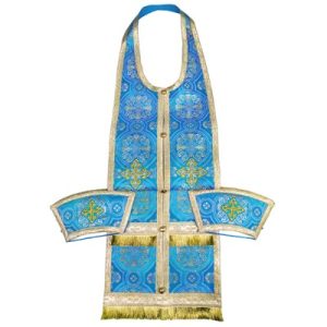 Потрібний набір/комплект, шовк Горненський, з підкладом, блакитний із золотом
