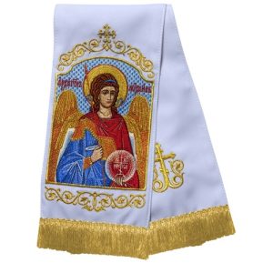 Закладка для Євангелія вишита з іконою Михайла Архангела, 160х14,5 см