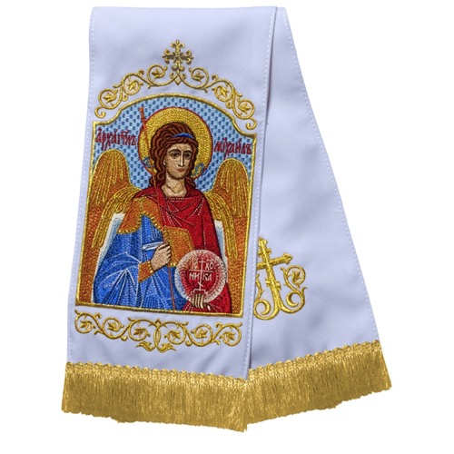 Закладка для Євангелія вишита з іконою Михайла Архангела, 160х14,5 см